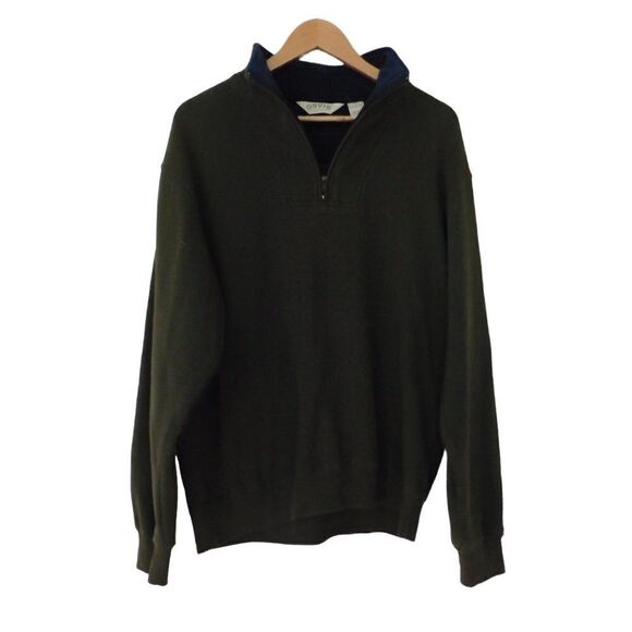 Orvis Sweatshirt Mens Olive Green 1/4 Zip Pullover Outdoors Fishing Sz Medium - Picture 1 of 6